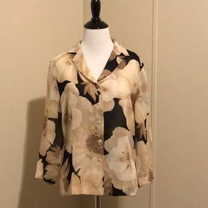 Blouse with Different Shades of Tan & Black